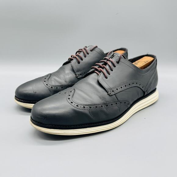 Cole Haan Shoes Mens 9.5 Gray Leather OriginalGrand Wingtip Oxford Dress Brogue